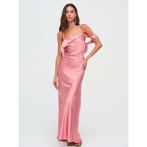 high neck pink midi dress Hot Pink Ruched High Neck Midi Dress – AX Paris